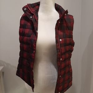 Gap Maroon & Black Checkered Vest XS